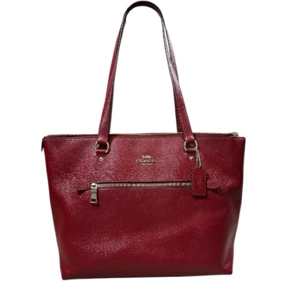 Coach Gallery Tote Red Gold Hardware Year Made 2019 11”x13”x5.5” - Picture 1 of 8